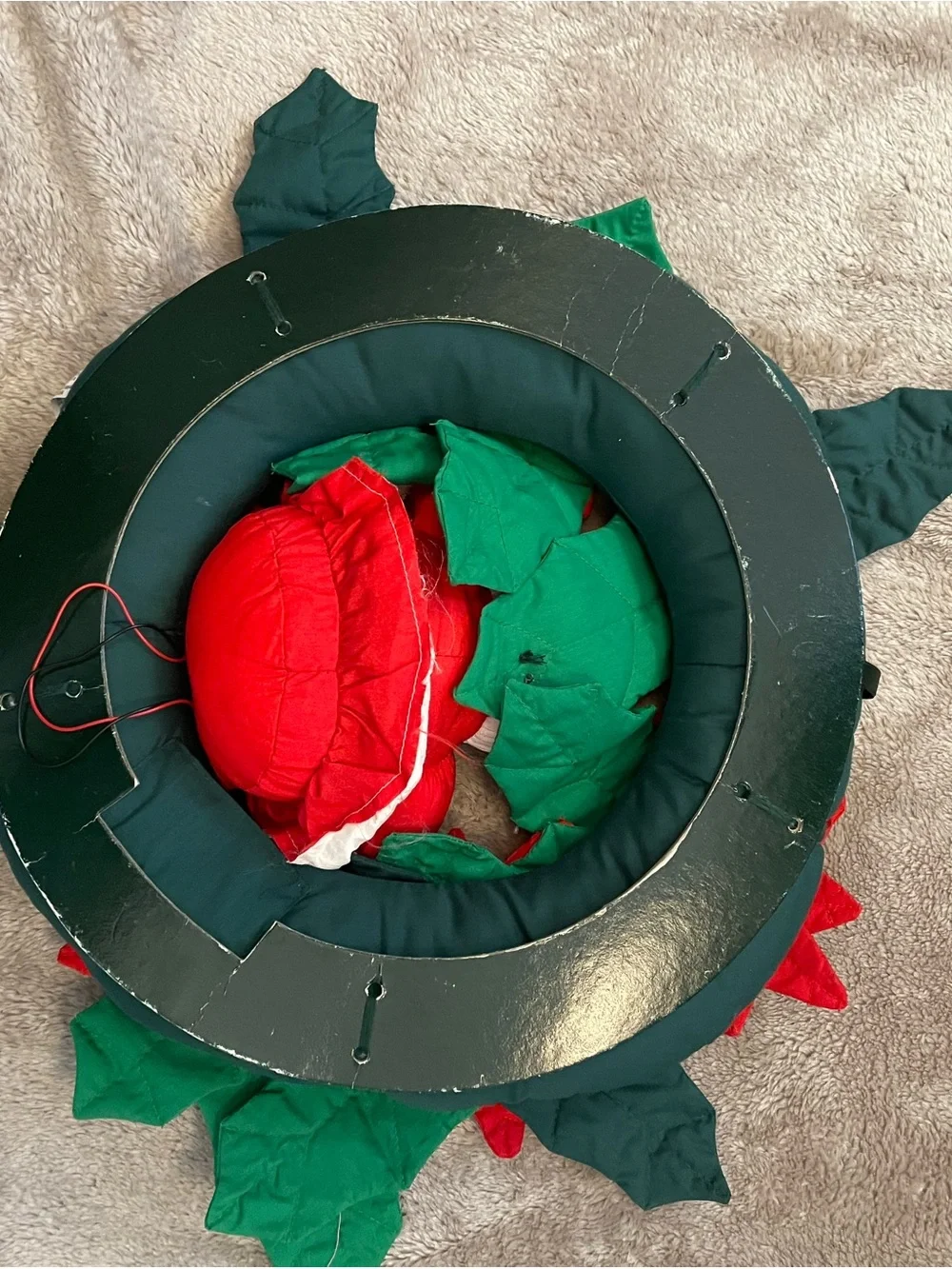 Festive Red & Green Santa Poinsettia Holiday Wreath
